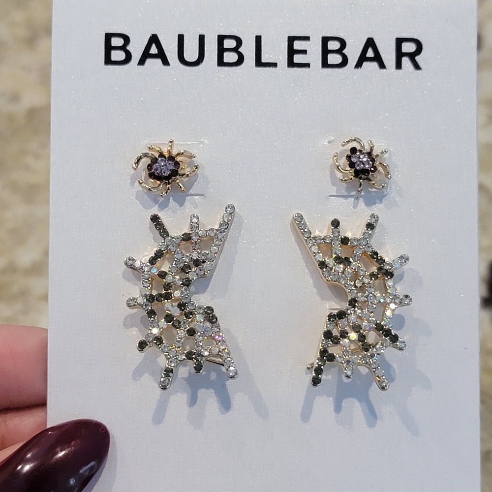 BaubleBar Gold and Silver Spider Earrings